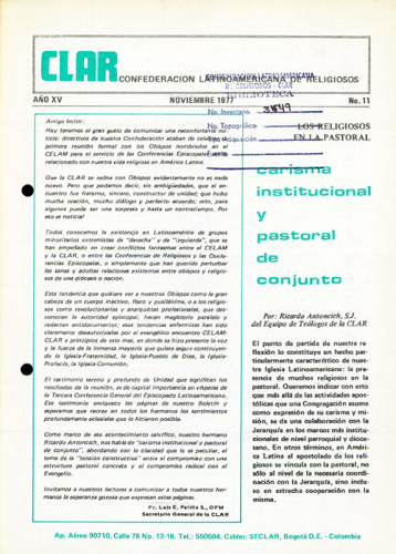 Boletín CLAR No 11 de 1977