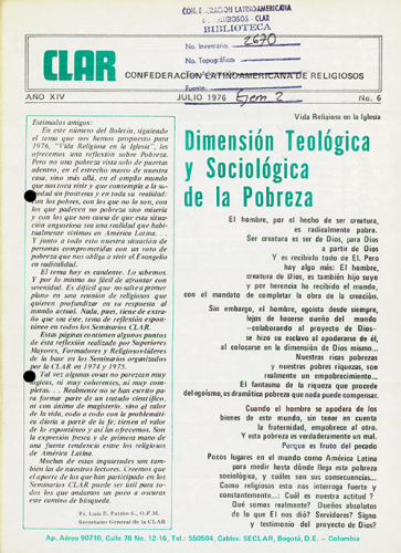 Boletín CLAR No 6 de 1976