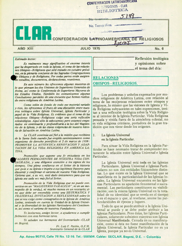 Boletín CLAR No 6 de 1975