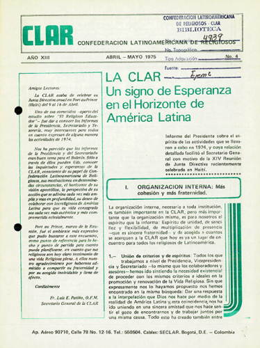 Boletín CLAR No 4 de 1975