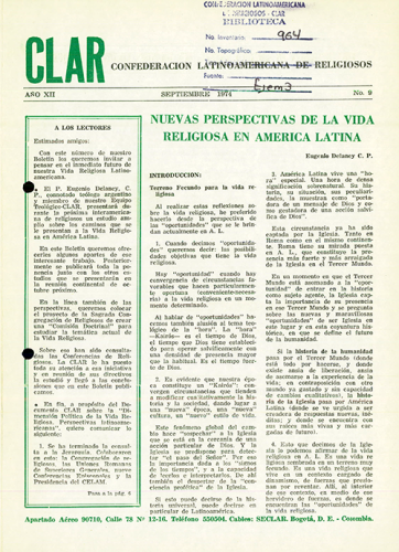 Boletín CLAR No 9 de 1974
