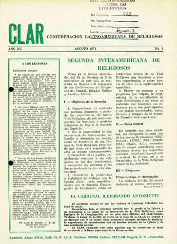 Boletín CLAR No 8 de 1974