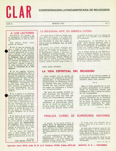Boletín CLAR No 3 de 1972
