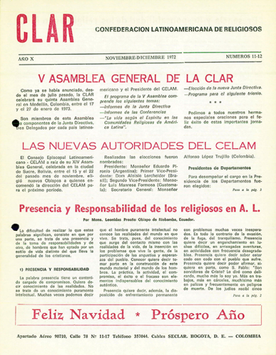 Boletín CLAR No 11-12 de 1972