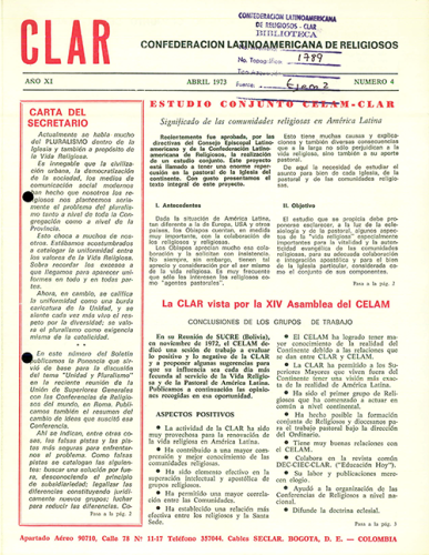 Boletín CLAR No 4 de 1973