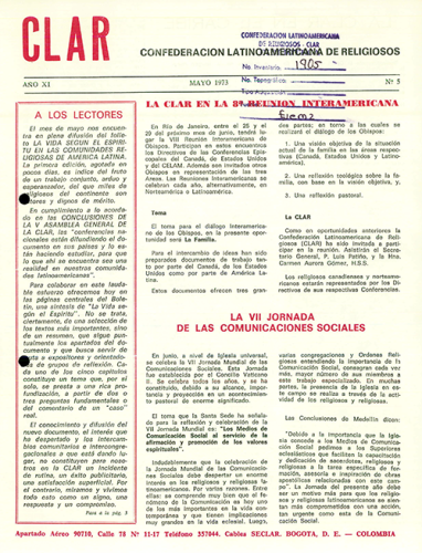  Boletín CLAR No 5 de 1973