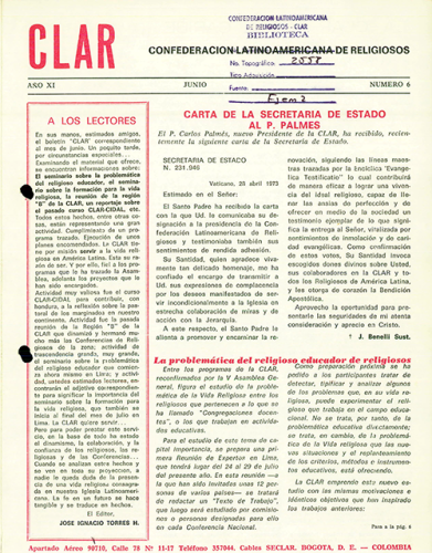 Boletín CLAR No 6 de 1973