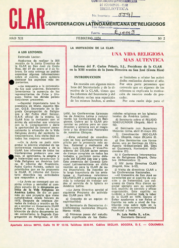 Boletín CLAR No 2 de 1974