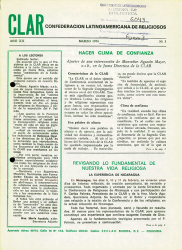Boletín CLAR No 3 de 1974