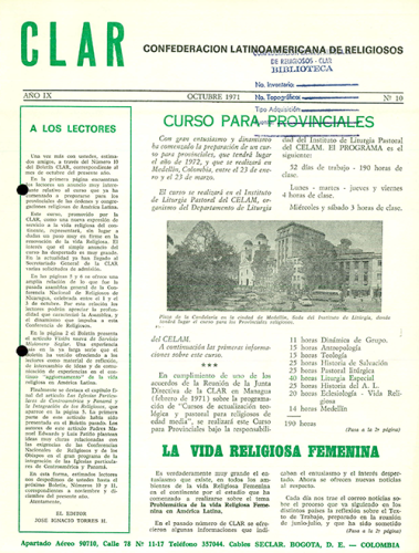 Boletín CLAR No 10 de 1971