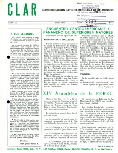 Boletín CLAR No 6 de 1971