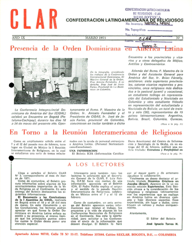 Boletín CLAR No 3 de 1971