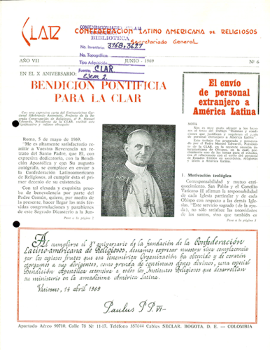 Boletín CLAR No 6 de 1969