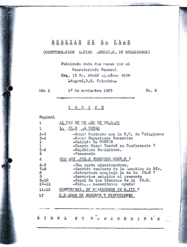 Boletín CLAR No 6 de 1963