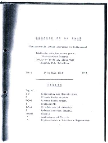 Boletín CLAR No 3 de 1963